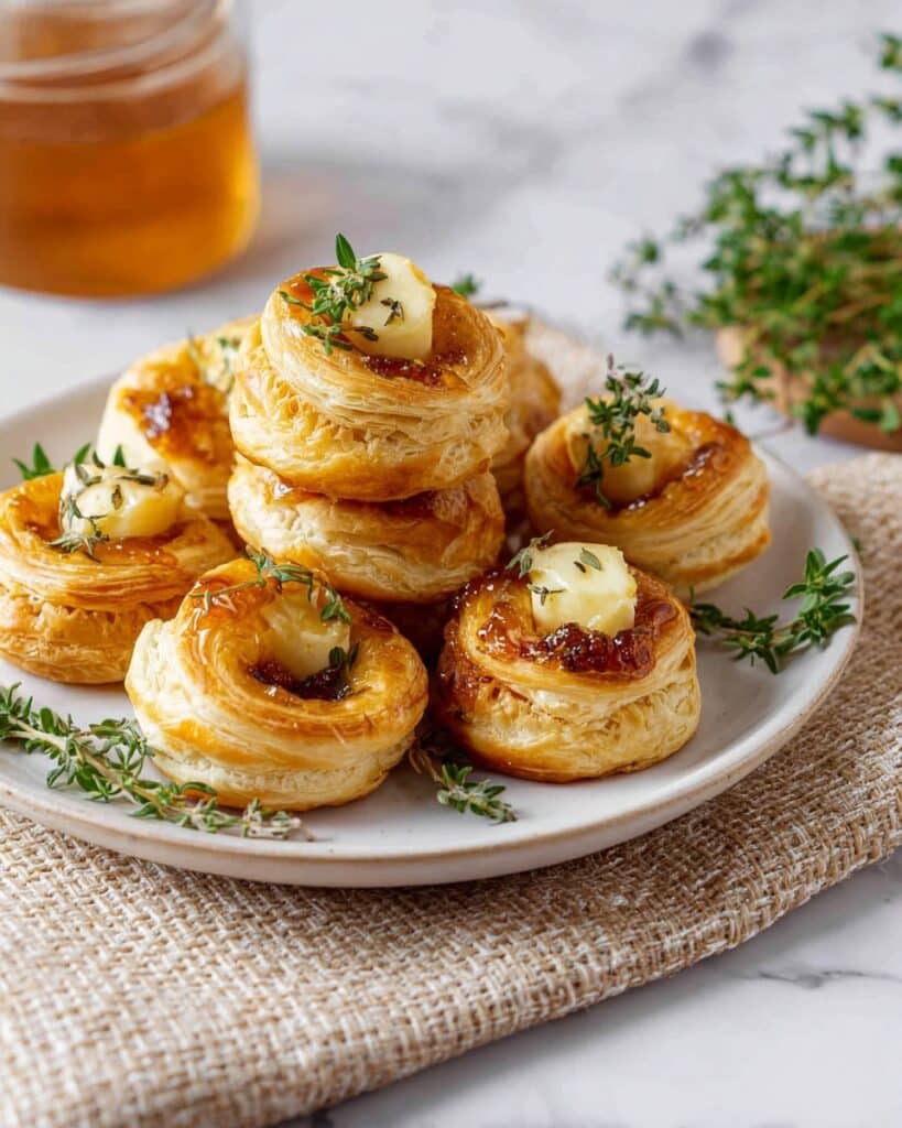 Puff Pastry Brie Bites with Fig Jam, Honey, and Thyme Recipe