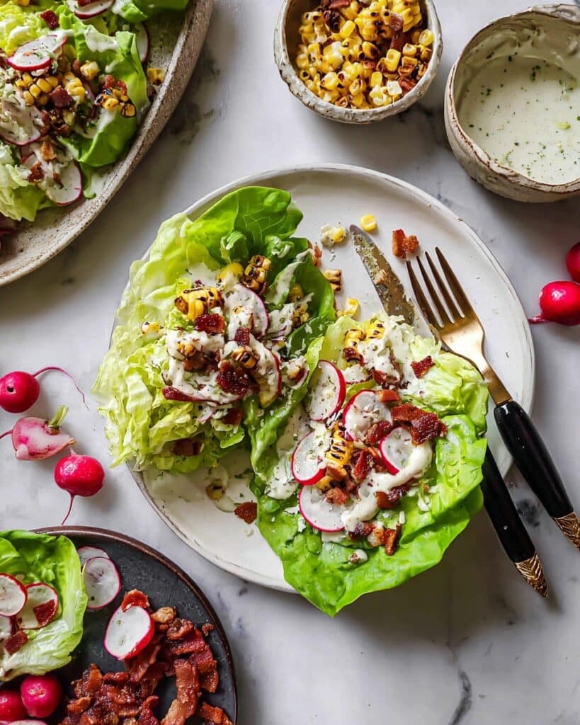 Butter Lettuce Salad with Charred Corn, Prosciutto, and Dill Dressing Recipe