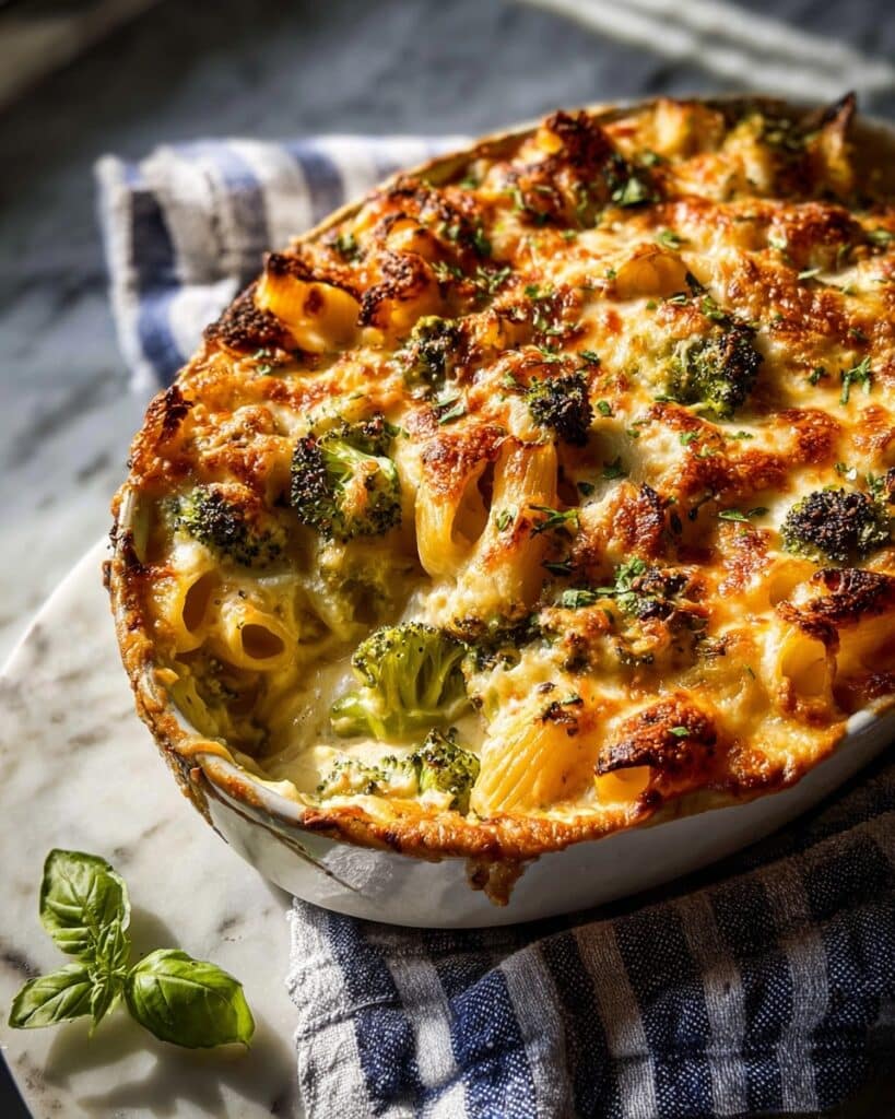 Dump and Bake Chicken Broccoli Alfredo Noodle Casserole Recipe