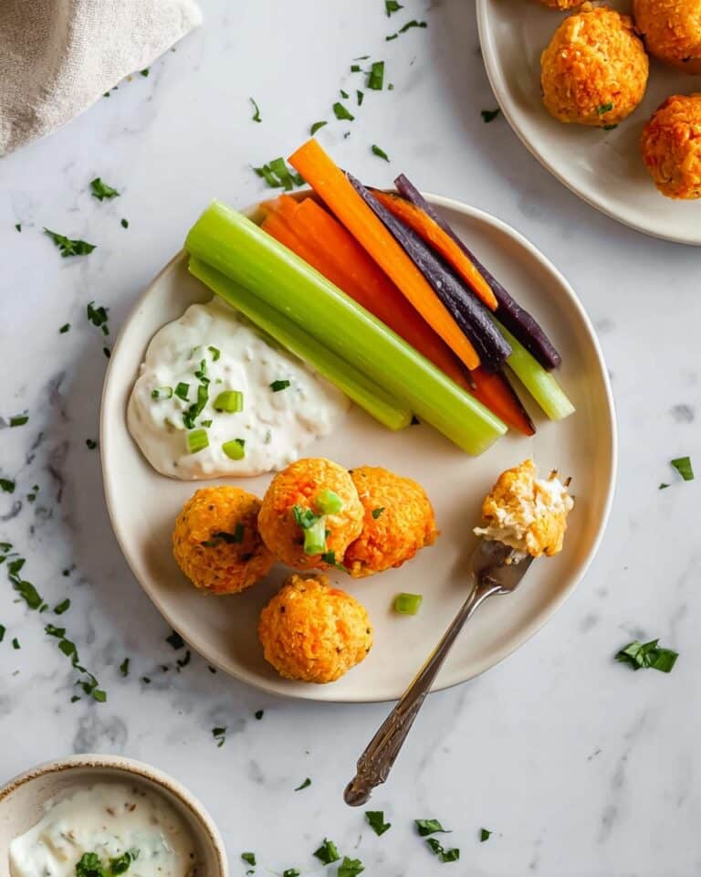 Buffalo Chicken Meatballs with Blue Cheese Yogurt Dip Recipe