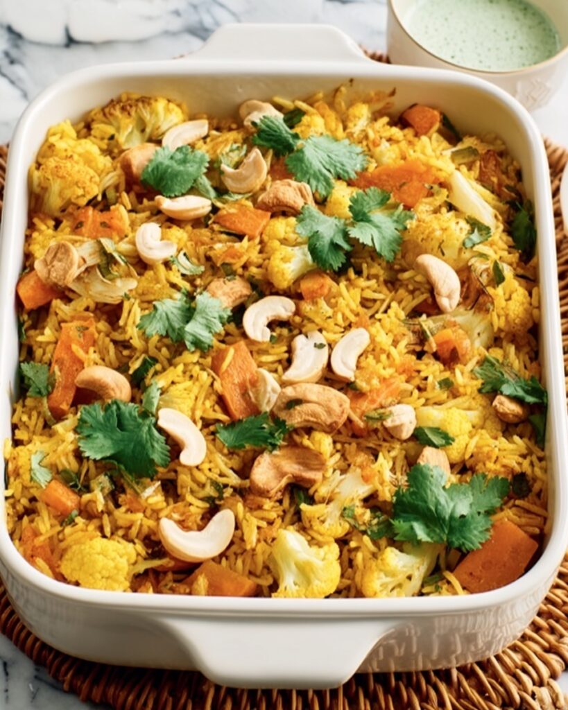 Spiced Vegetable Biryani with Cashews and Cilantro Recipe
