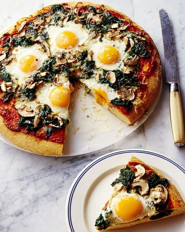 Florentine Pizza with Spinach, Mushrooms, and Eggs Recipe
