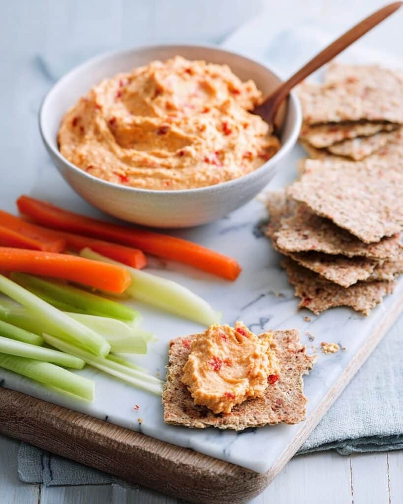 Red Pepper Hummus with Crispbread Snaps Recipe