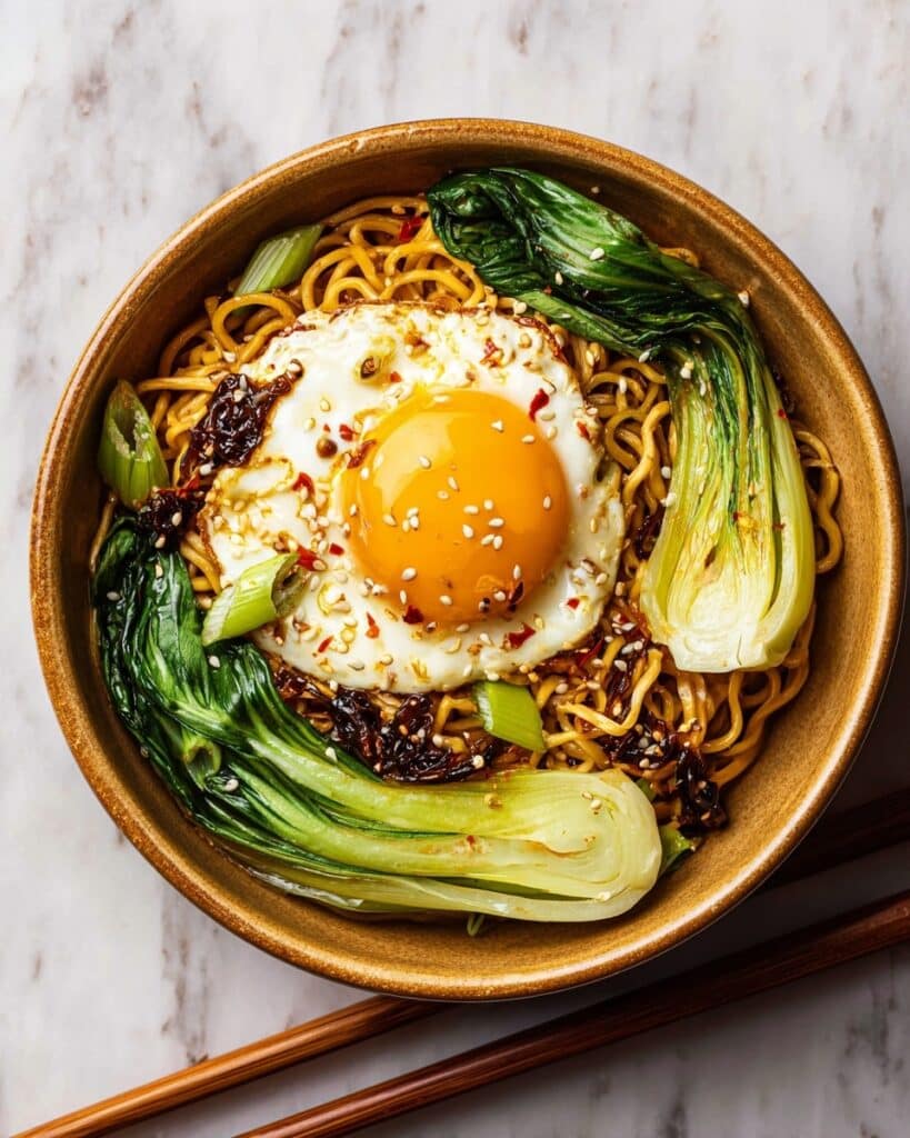 Noodles with Crispy Chilli Oil Eggs Recipe