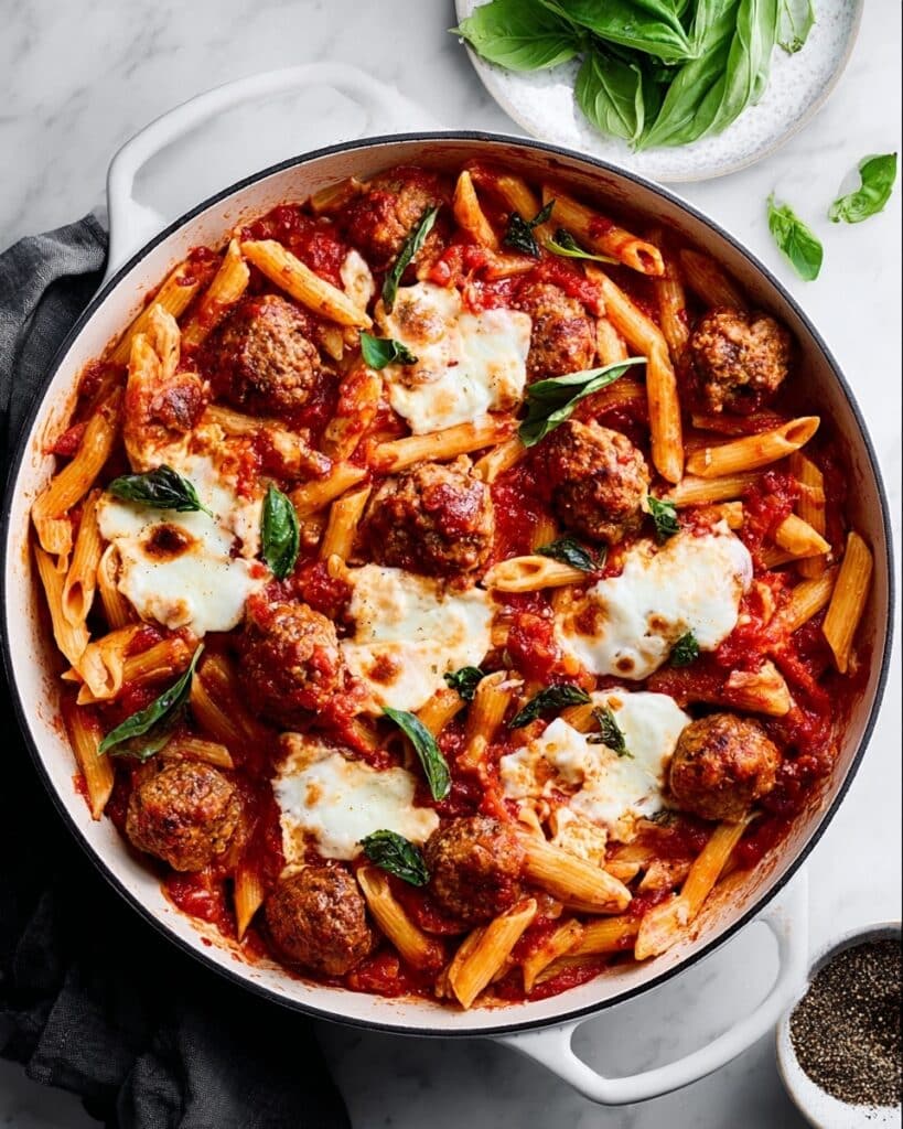Italian Meatball & Mozzarella Pasta Bake Recipe