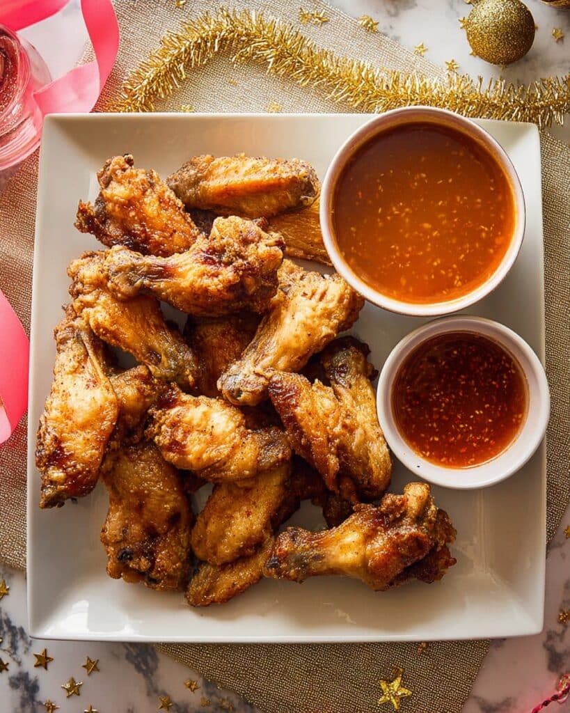Crispy Baked Chicken Wings with Teriyaki and Sweet Curry Dipping Sauces Recipe