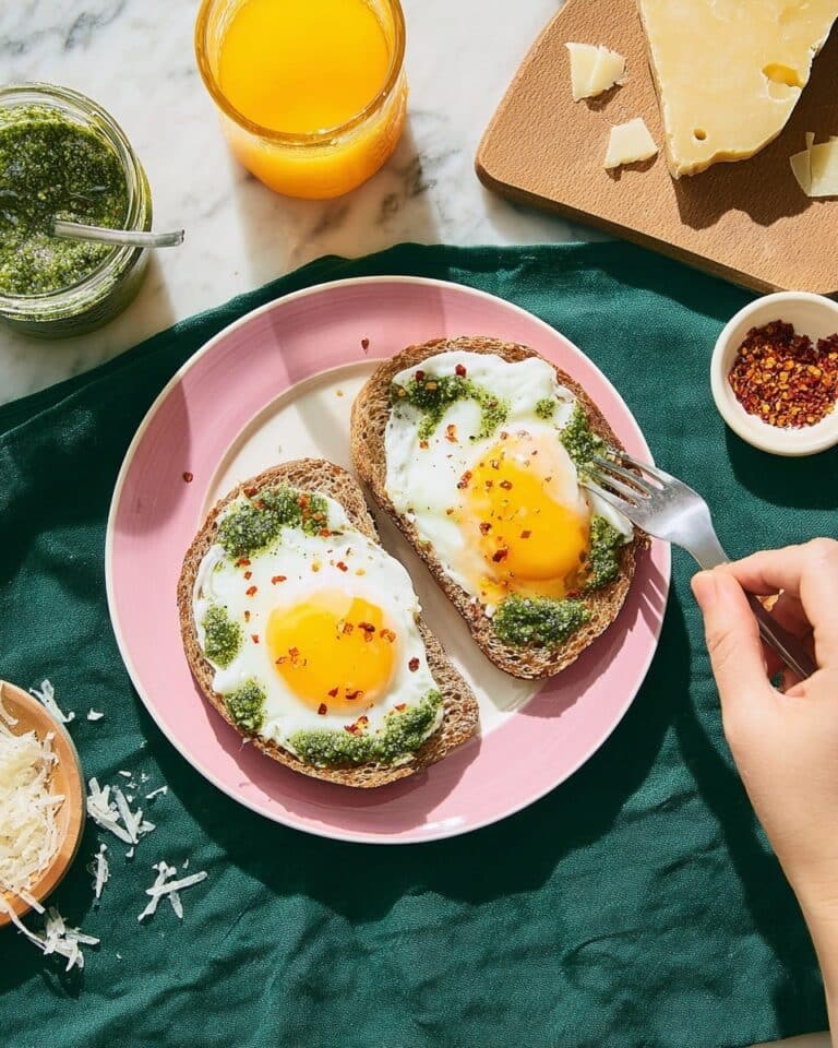 Pesto Eggs on Sourdough Bread Recipe
