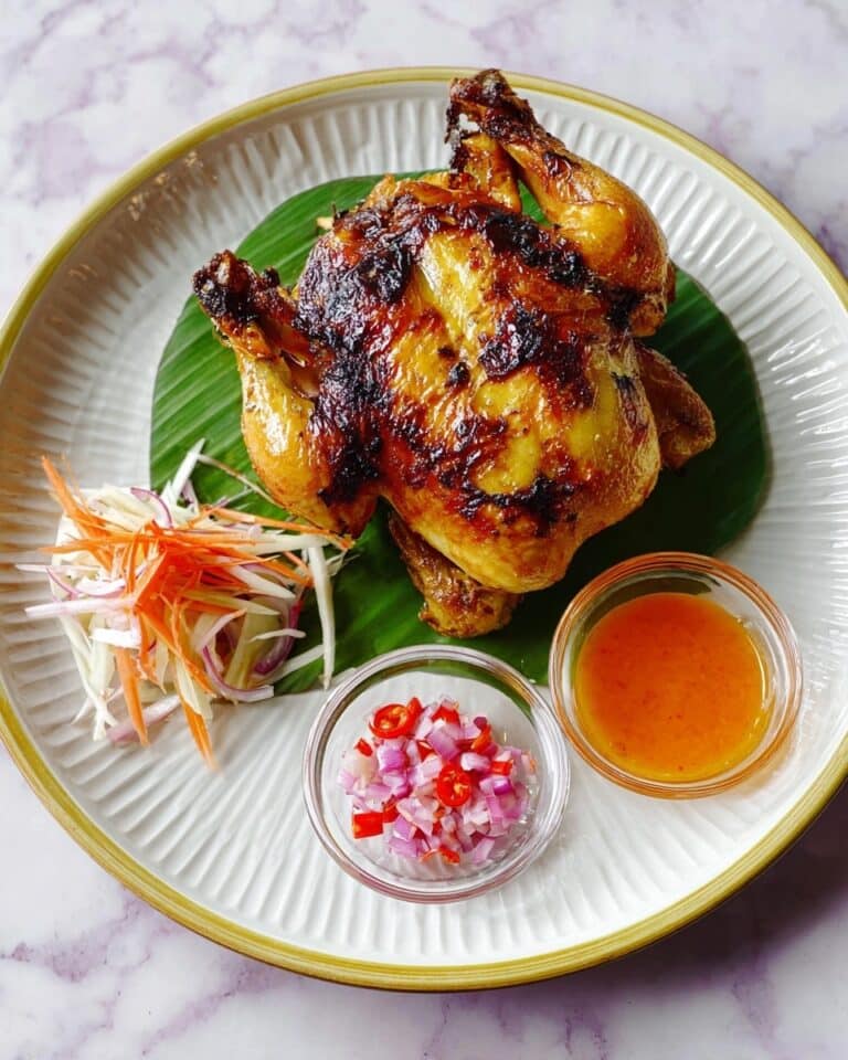 Chicken Inasal with Achuete Oil and Banana Leaf Garnish Recipe