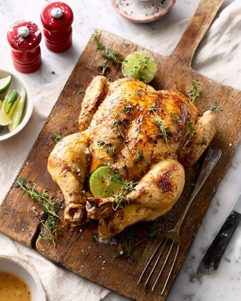 Lemon & Thyme Butter-Basted Roast Chicken with Gravy Recipe