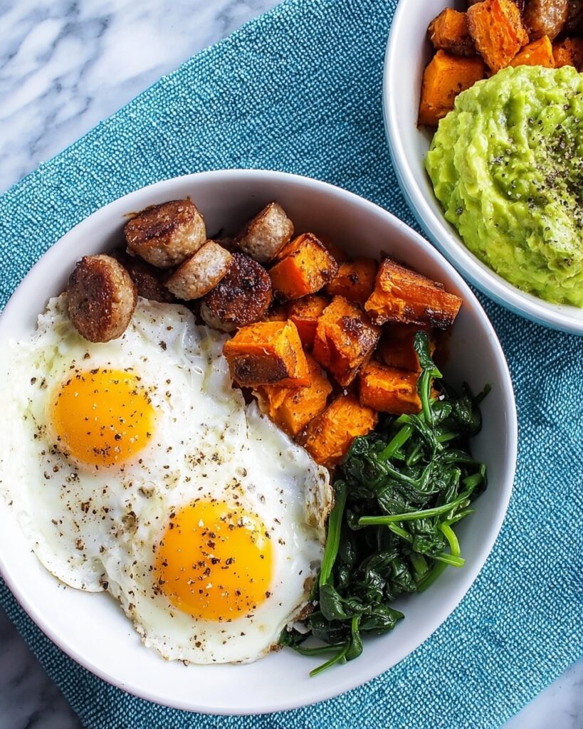 Sweet Potato Breakfast Bowl with Sunny-Side-Up Eggs and Avocado Recipe