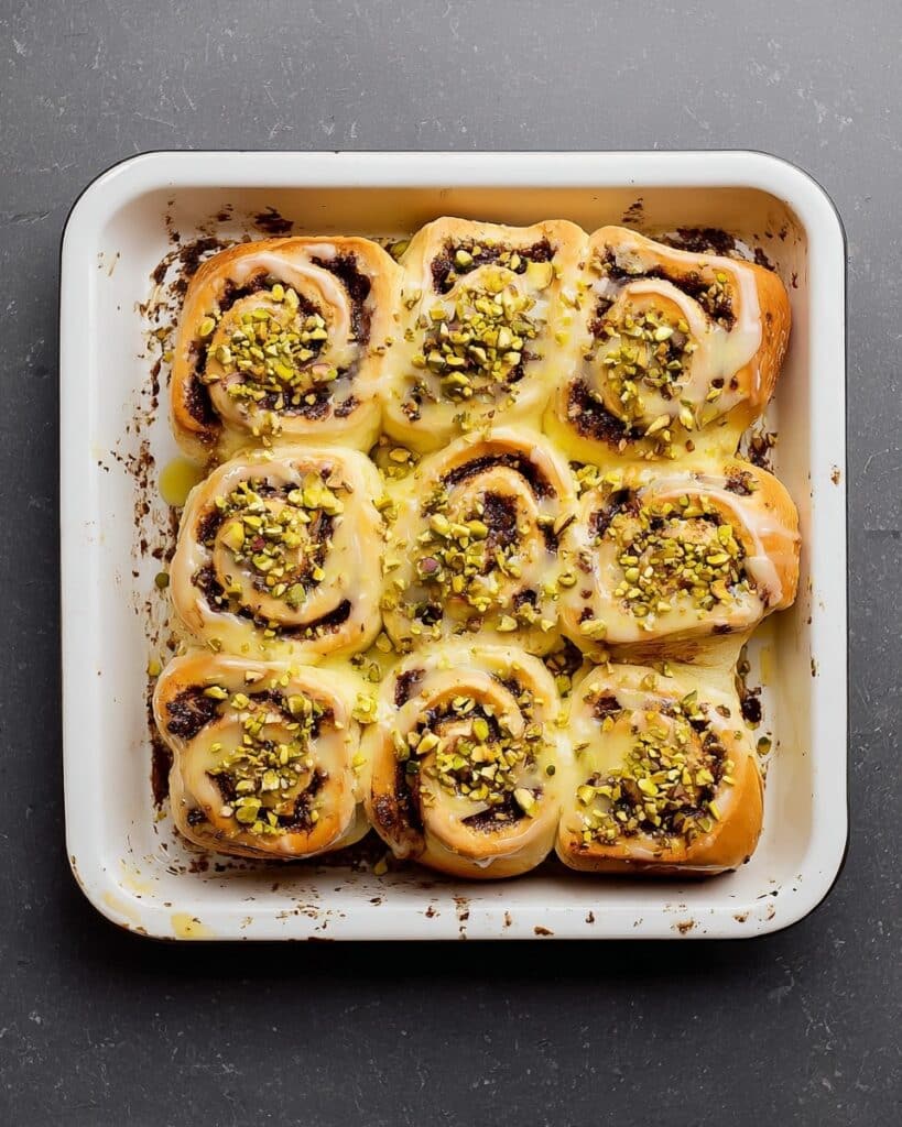 Chocolate Pistachio Rolls with Orange Glaze Recipe