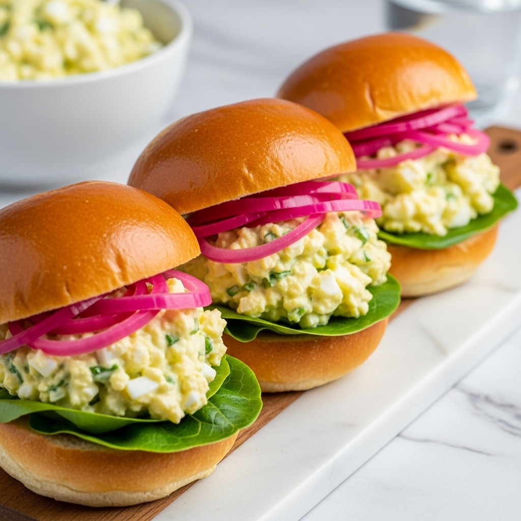 Zesty Deviled Egg Salad Sliders with Pickled Shallots Recipe