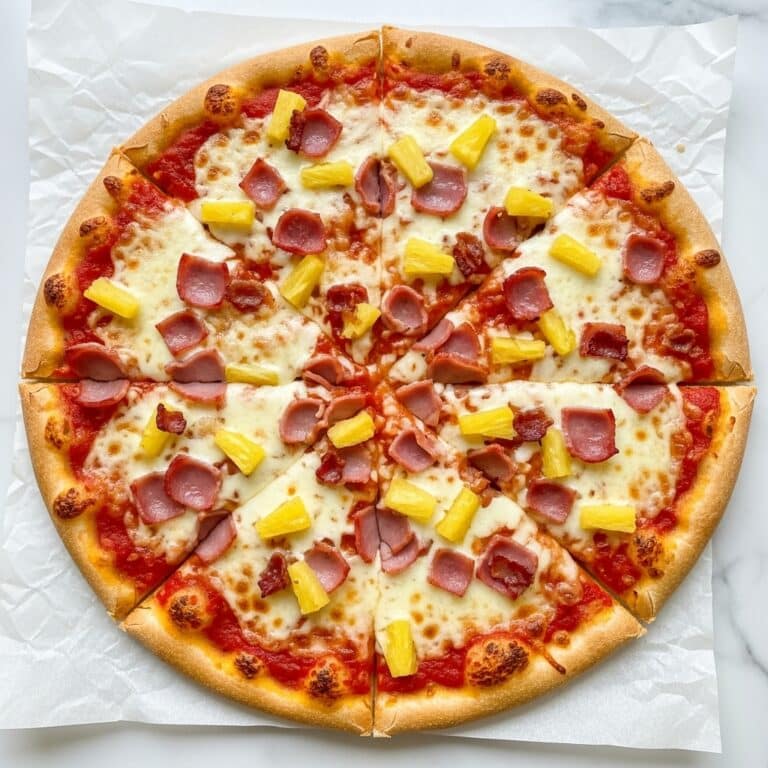Hawaiian Pizza with Ham, Pineapple, and Bacon Recipe