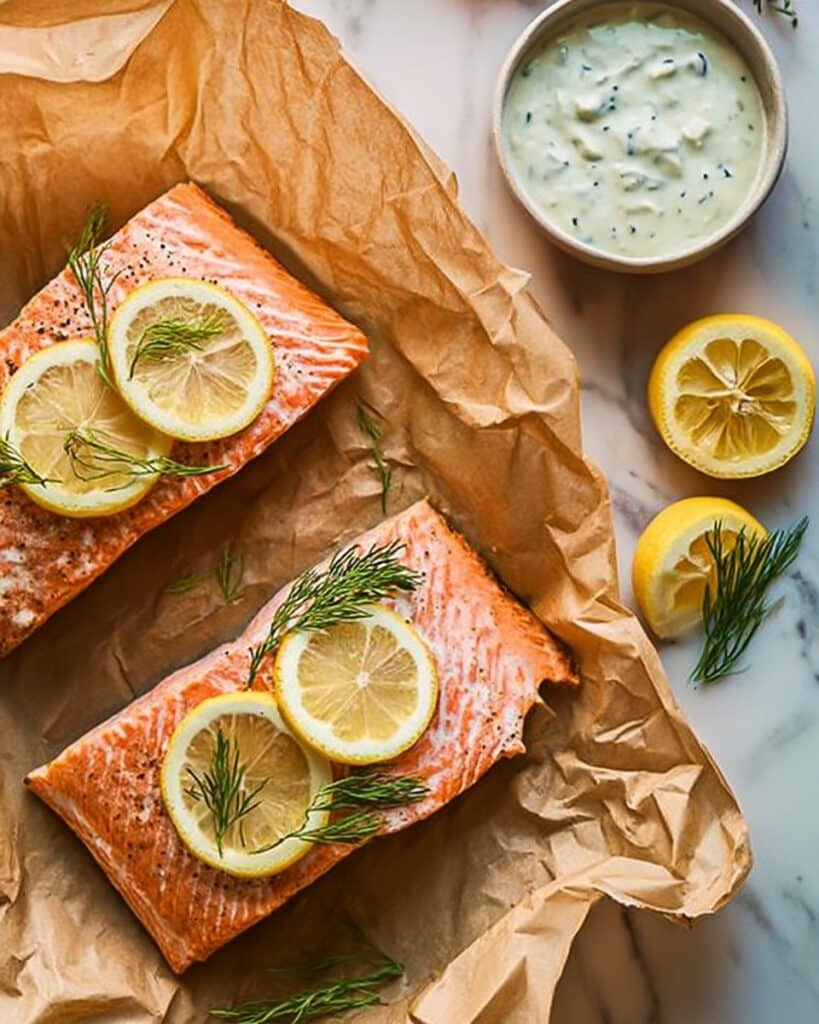 Salmon en Papillote with Dill Crème Fraîche Recipe