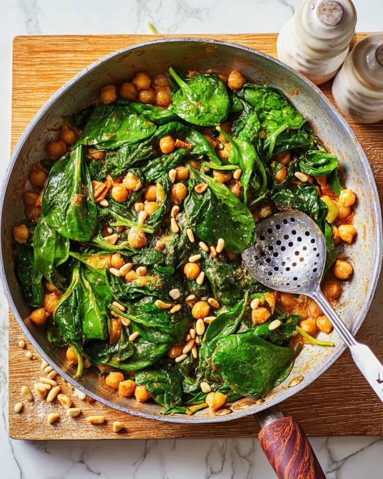 Spinach with Chickpeas, Pine Nuts, and Raisins Recipe