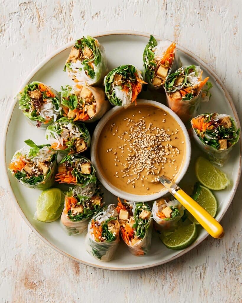 Crispy Tofu Summer Rolls with Cashew Dipping Sauce Recipe