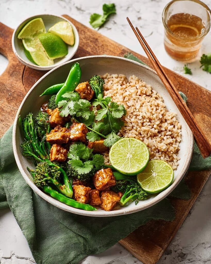 Sticky Tempeh Stir-Fry with Vegetables and Brown Rice Recipe