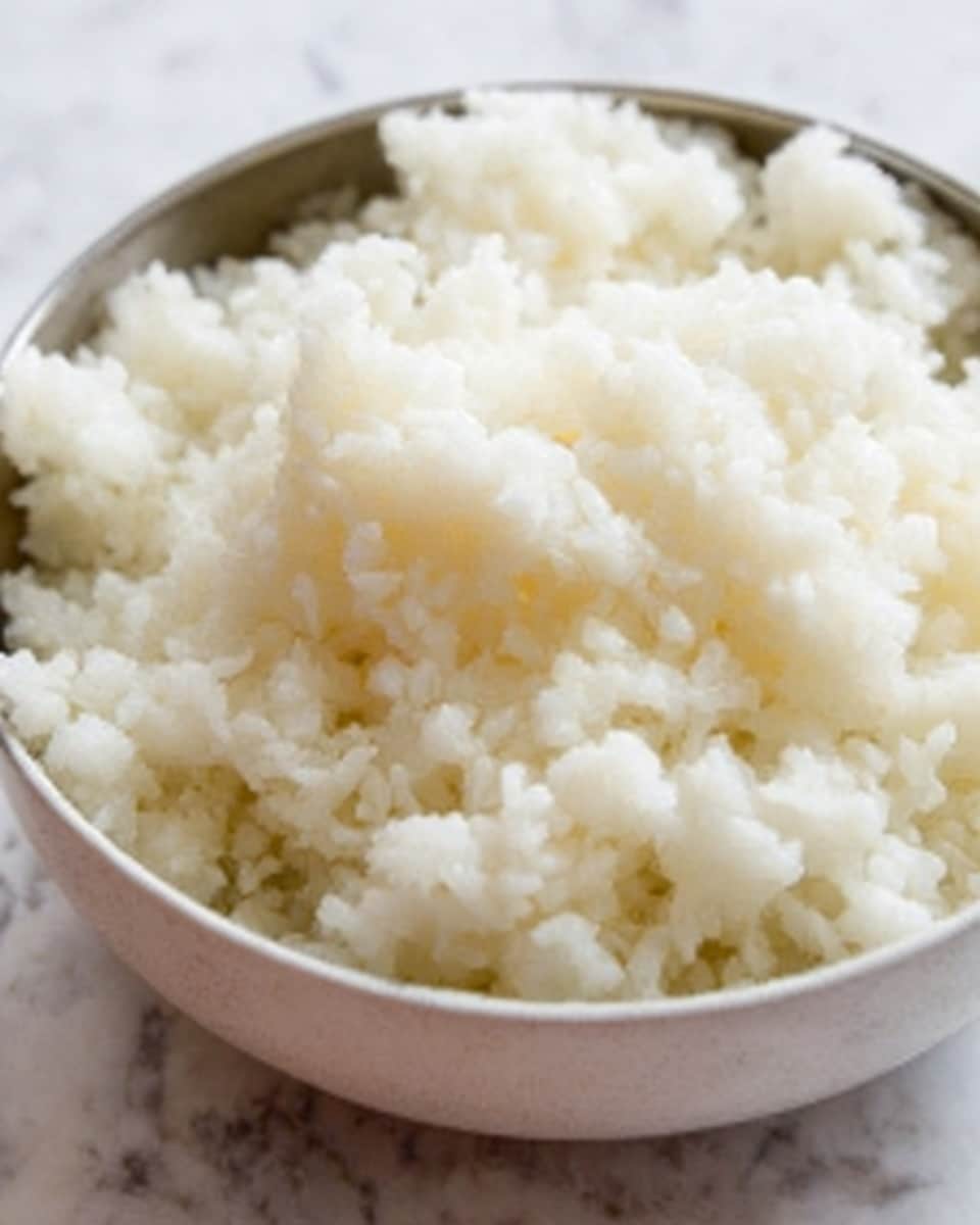 A close-up image of a bowl filled with cooked white rice that looks soft and fluffy. The rice grains are clearly visible and appear slightly sticky but light, with a mix of small clumps and loose grains, filling the white bowl almost to the top. The background shows a white marbled texture, and the lighting highlights the softness and steaminess of the rice. photo taken with an iphone --ar 4:5 --v 7