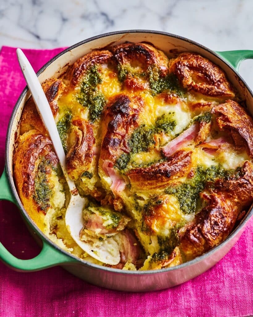 Ham, Cheese & Pesto Croissant Bake Recipe